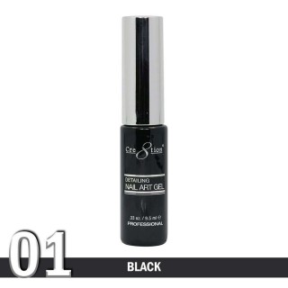 Cre8tion Detailing Nail Art Gel, 01, Black, 0.33oz KK1025